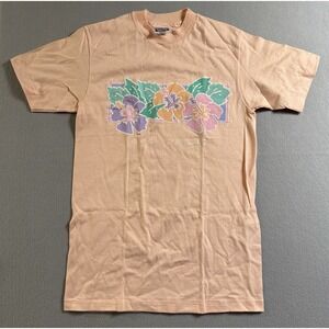 Vintage Las Vegas Single Stitch T Shirt Flower Peach USA Size Medium Hanes Beefy